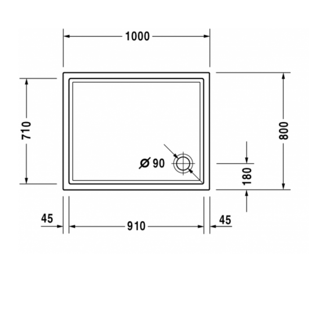 Duravit StarcK Piatto doccia rettangolare 80 x 100 Design by Philippe Starck