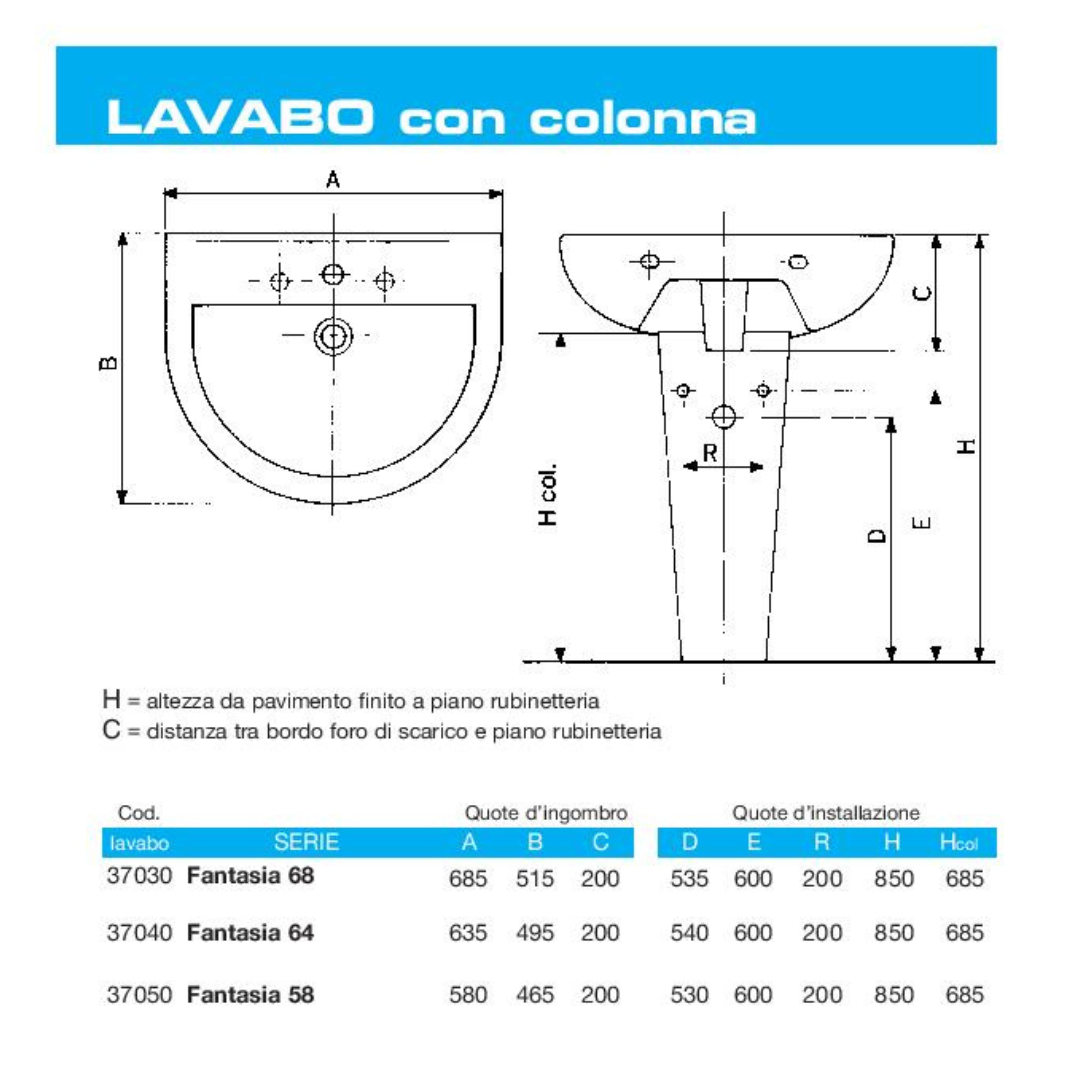 Pozzi Ginori  Fantasia colonna per lavabo