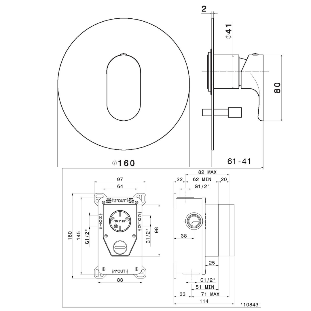 Linfa II Miscelatore monocomando ad incasso con deviatore a due uscite, completo Newform