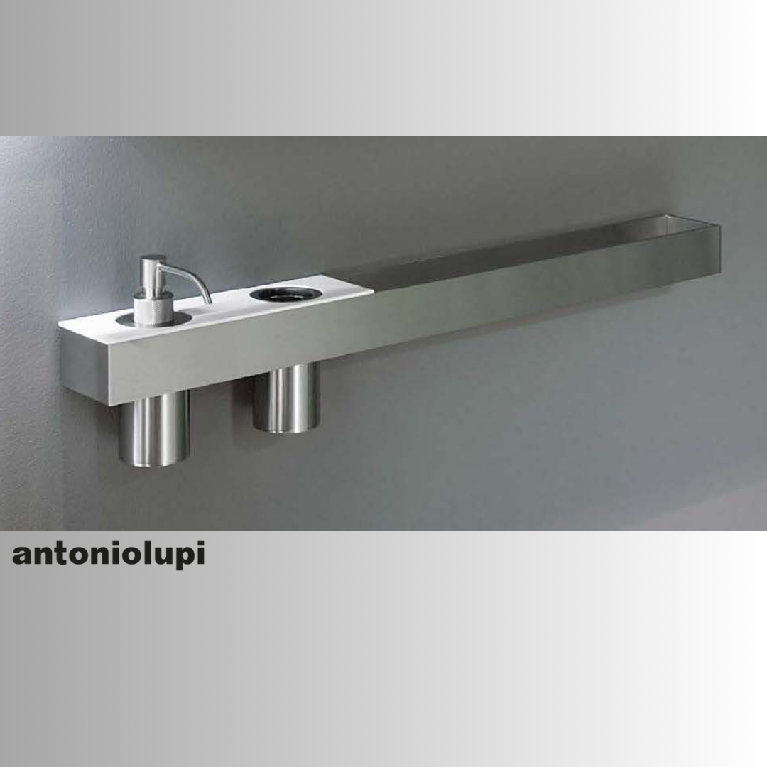 Antonio Lupi Tape 54, porta asciugamani, dispeser, bicchiere, acciaio  inox satinato AISI 304.