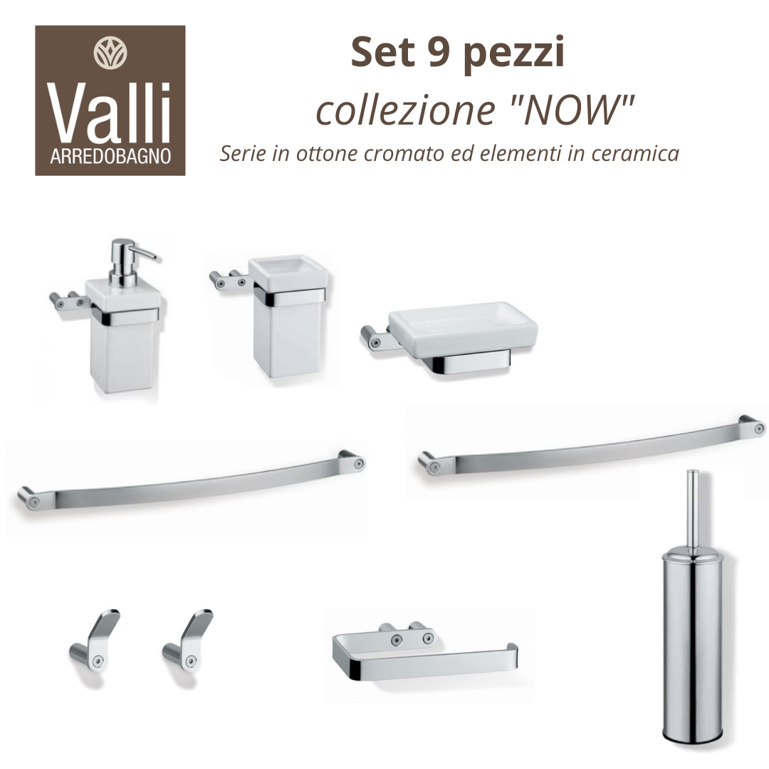 accessori bagno cromo lucido Now Valli Arredobagno set 9 pezzi