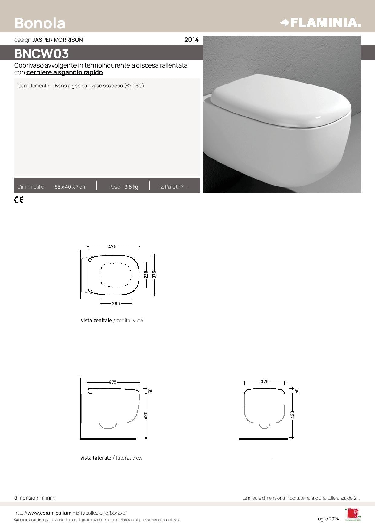 Bonola Vaso goclean®_  coprivaso _ bidet _ Ceramica Flaminia