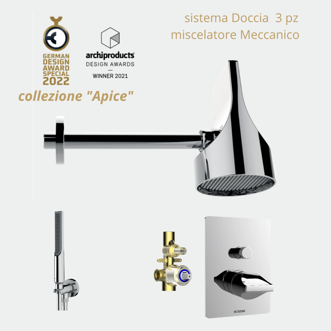Bossini  set doccia Apice miscelatore meccanico  design Marcello Ziliani