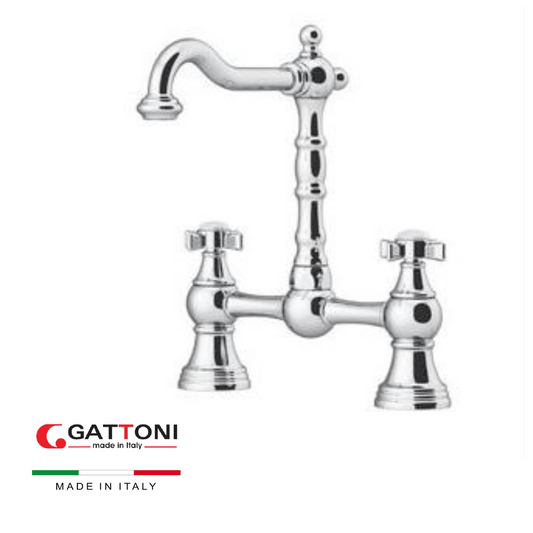 Rubinetto cucina da piano 2 fori canna girevole LONDON