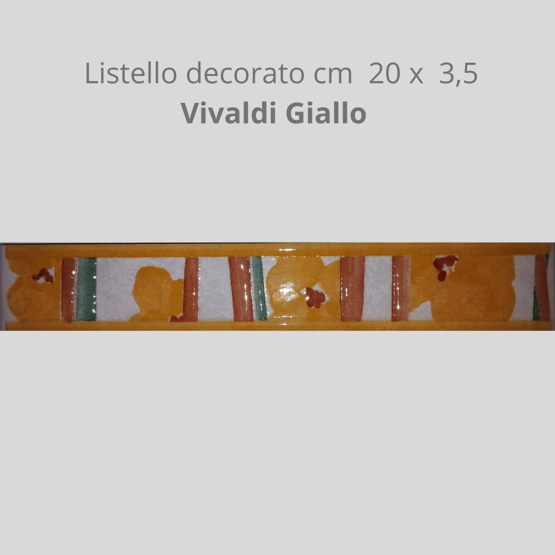 Listello in ceramica decorato Vivaldi Giallo cm 20 x3,50