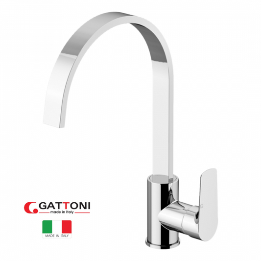 Rubinetto cucina miscelatore monoforo lavello canna piatta girevole