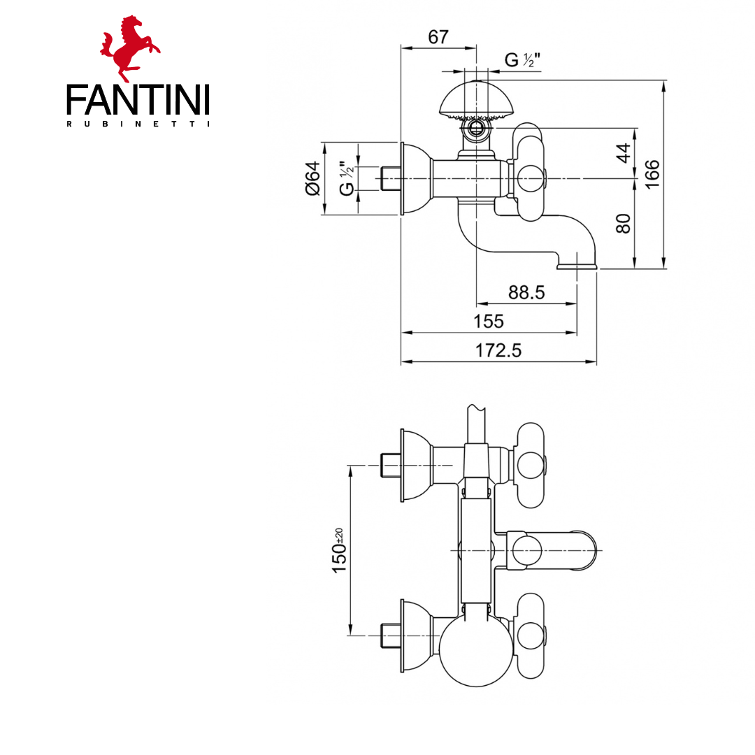 Fantini I Balocchi Gruppo vasca BLU completo di doccia duplex