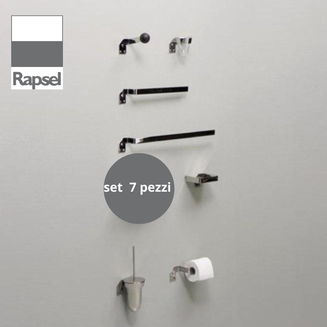 accessori bagno acciaio inox lucido Taipas  Rapsel set 7 pezzi