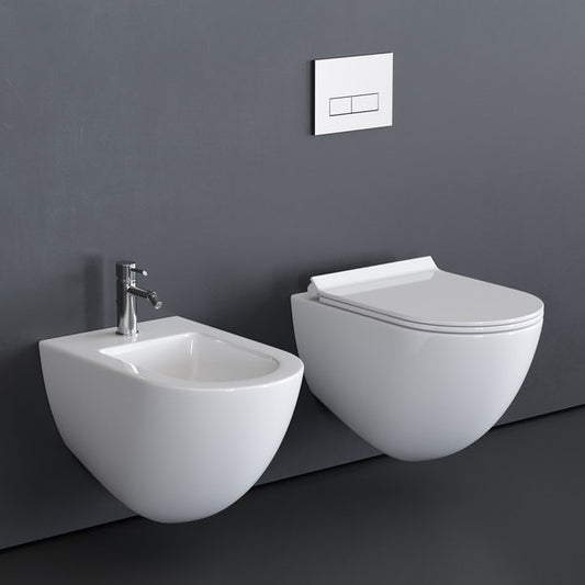 Galassia Dream 56 Vaso senza brida Copri vaso rallentato Bidet bianco lucido