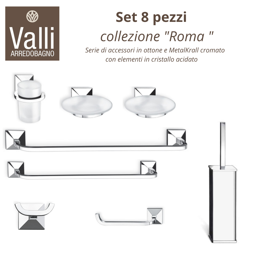 accessori bagno cromo lucido Roma Valli Arredobagno set 8 pezzi