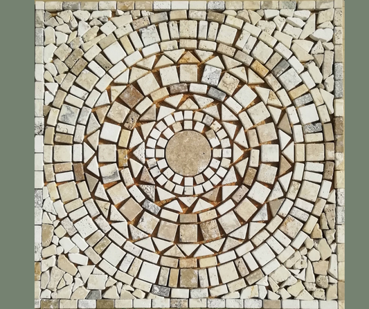 Tappeto in mosaico di Marmo cm 87x87x1 Travertino Idra Mixage