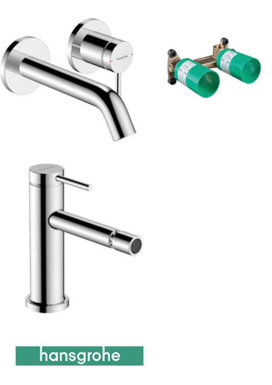 Hansgrohe Tecturis S Lavabo a muro parte esterna + parte incasso  + bidet con salterello