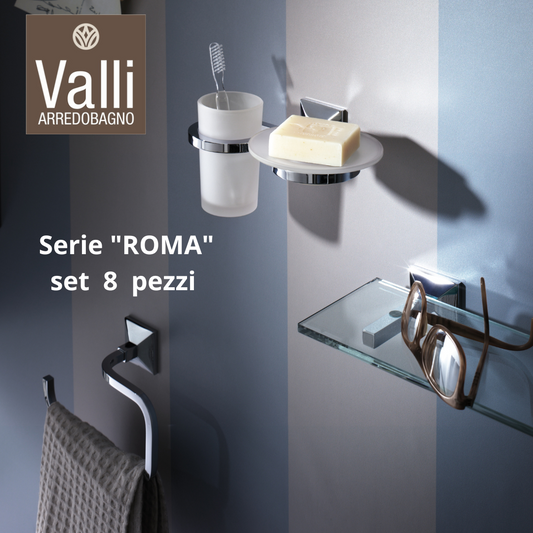 accessori bagno cromo lucido Roma Valli Arredobagno set 8 pezzi