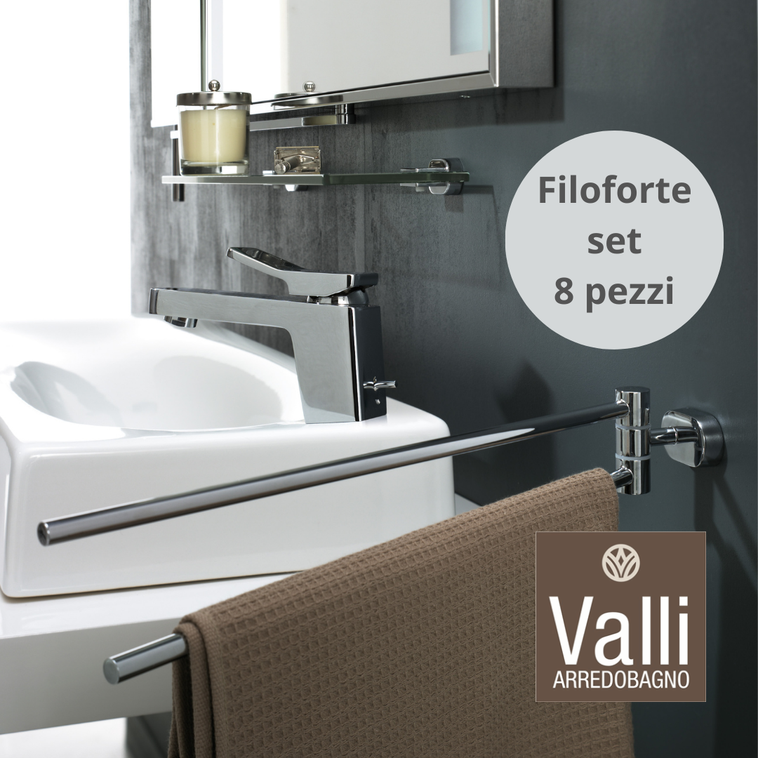 accessori bagno cromo lucido Filoforte Valli Arredobagno set 8 pezzi