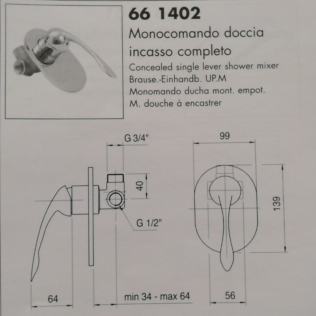 Zazzeri Strelitzia incasso doccia cromato completo di parte incasso
