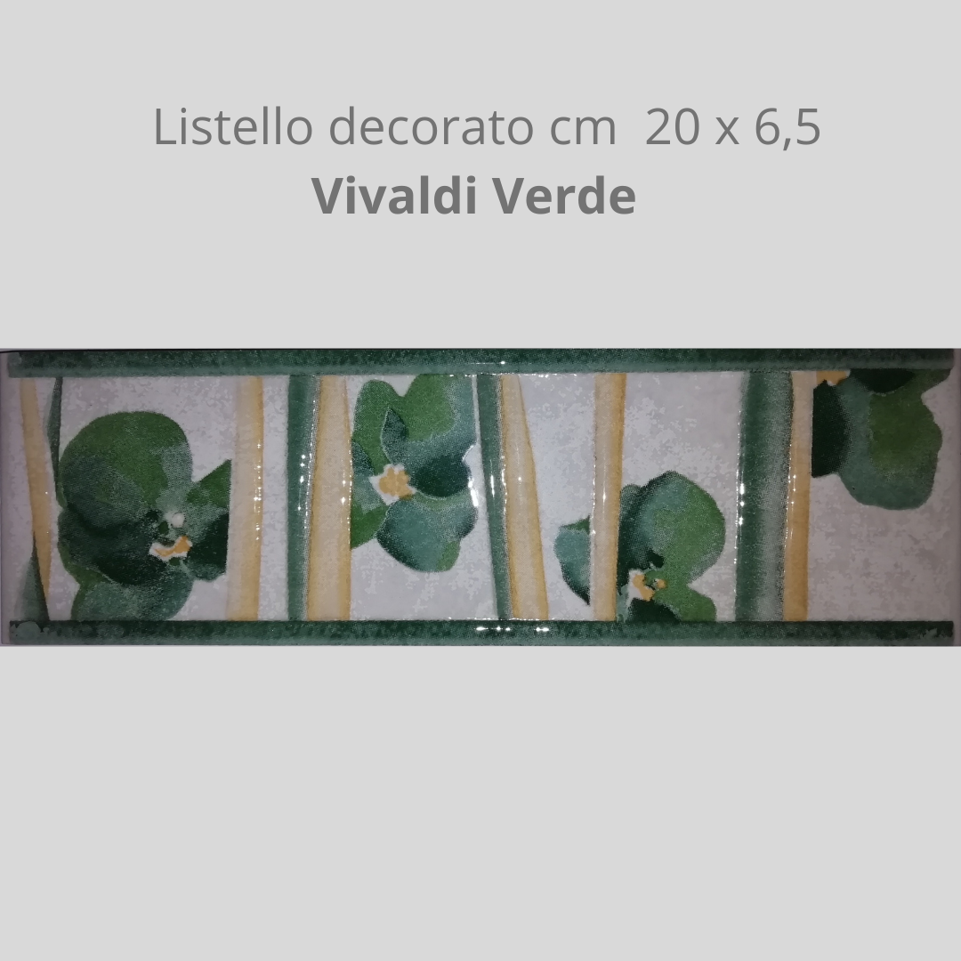 Listello in ceramica decorato Vivaldi Verde cm 20 x 6,50