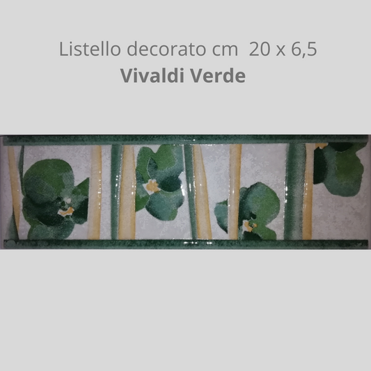 Listello in ceramica decorato Vivaldi Verde cm 20 x 6,50