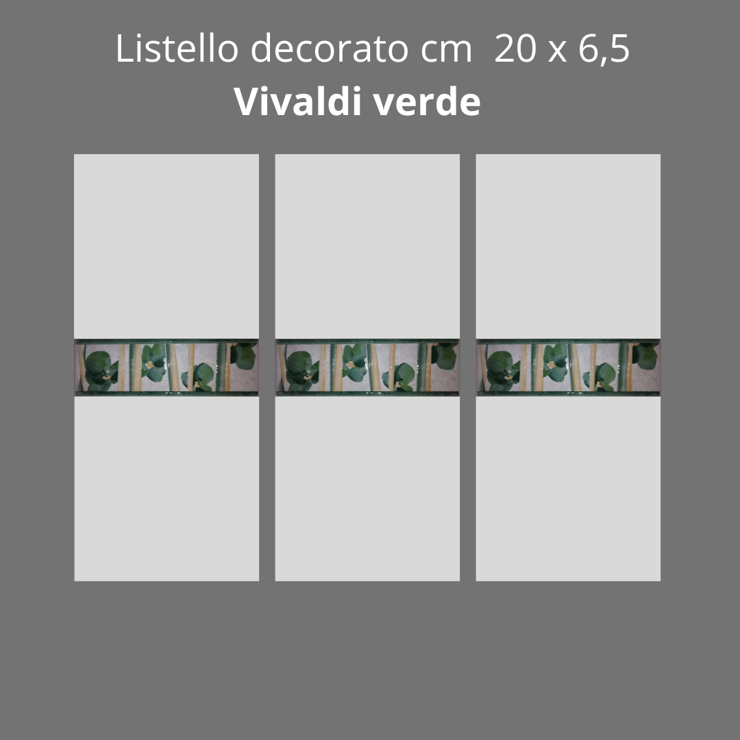 Listello in ceramica decorato Vivaldi Verde cm 20 x 6,50